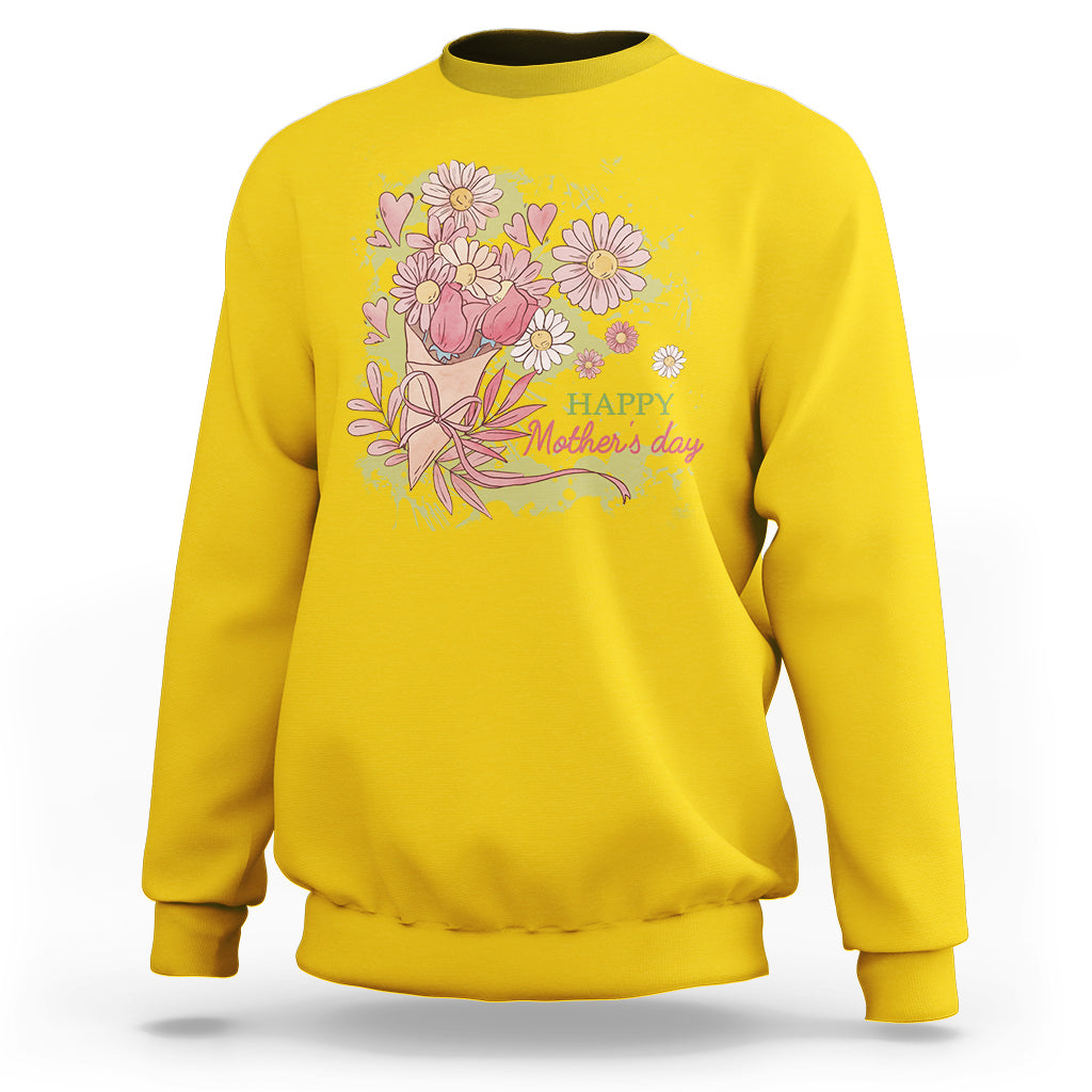 Happy Mother's Day Cute Floral Flowers For Womens Mom Grandma Sweatshirt - Wonder Print Shop