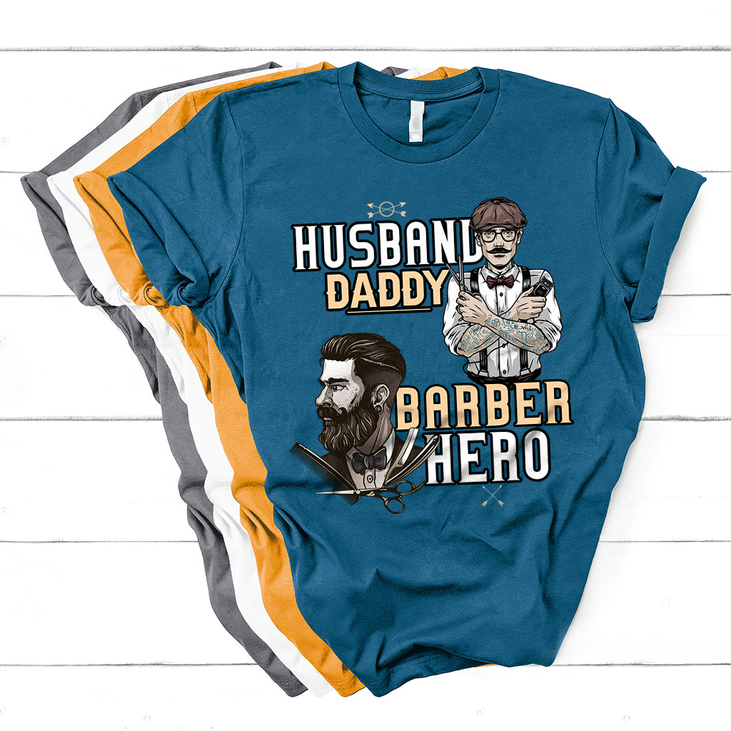 Husband Daddy Barber Hero T Shirt - Wonder Print Shop