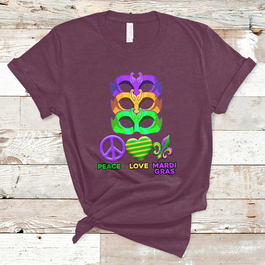 Peace Love Mardi Gras Mardi Gras Costume Carnival Masks T-Shirt - Wonder Print Shop
