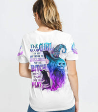The Good Girl In Me Got Tired Skull Witch Halloween T Shirt - Wonder Print Shop
