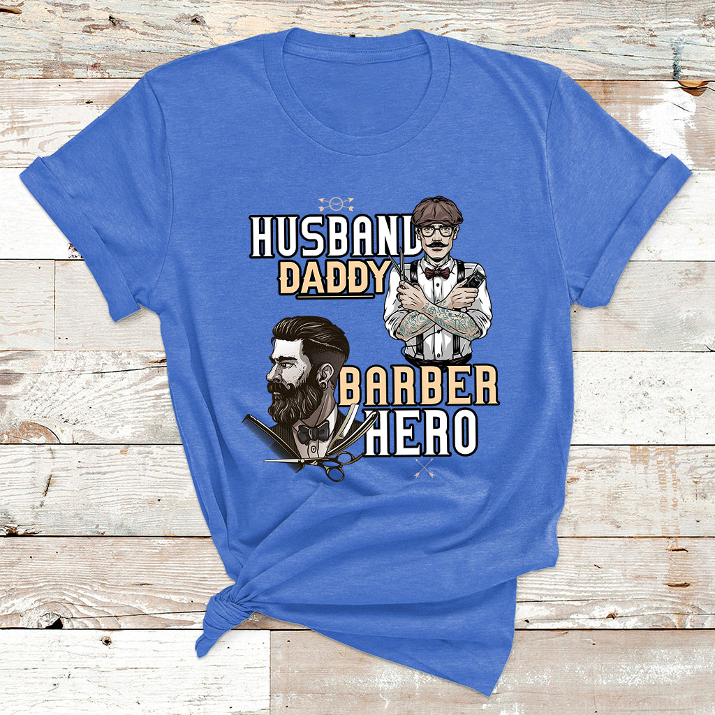 Husband Daddy Barber Hero T Shirt - Wonder Print Shop