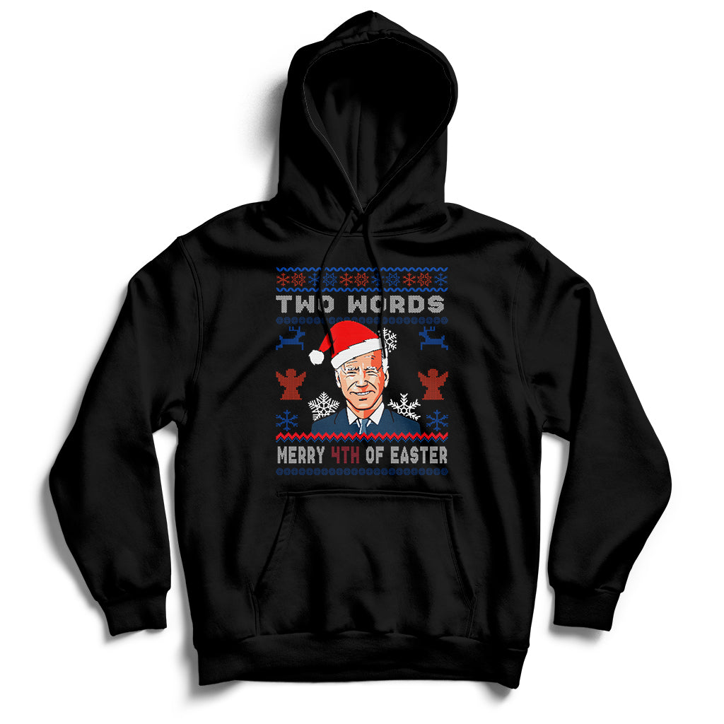 Santa Joe Biden Happy 4th Of Easter Ugly Christmas Sweater Hoodie - Wonder Print Shop