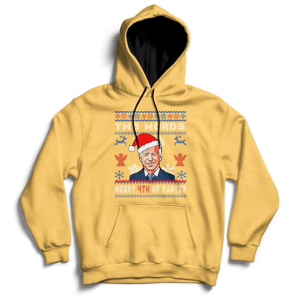 Santa Joe Biden Happy 4th Of Easter Ugly Christmas Sweater Hoodie - Wonder Print Shop