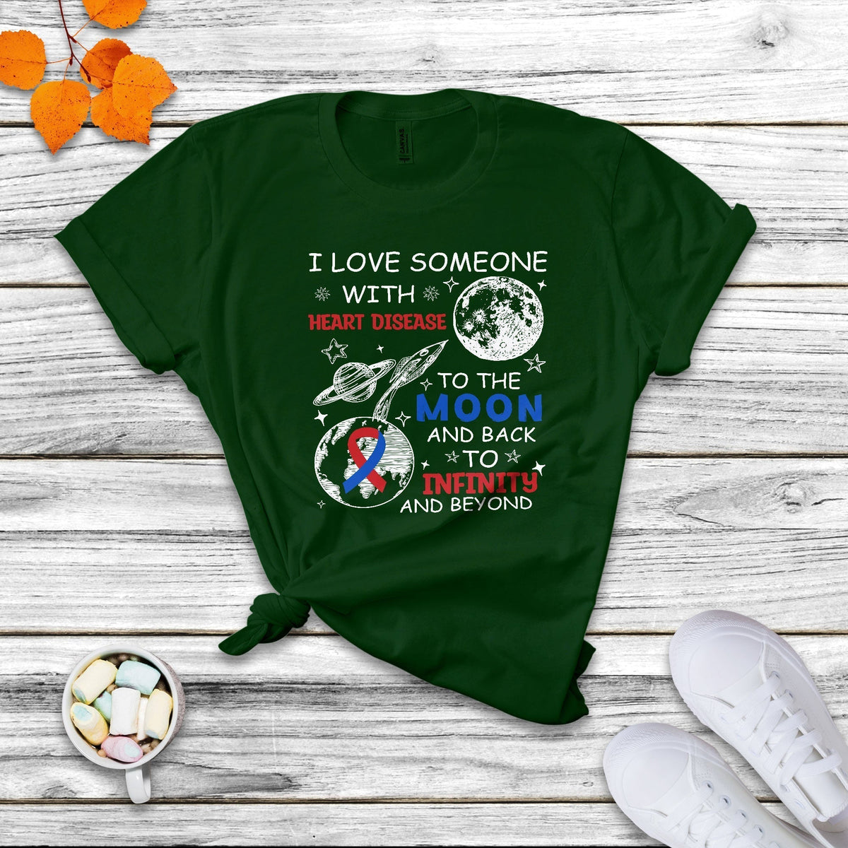 I Love Someone With Heart Disease To The Moon And Back CHD T Shirt - Wonder Print Shop