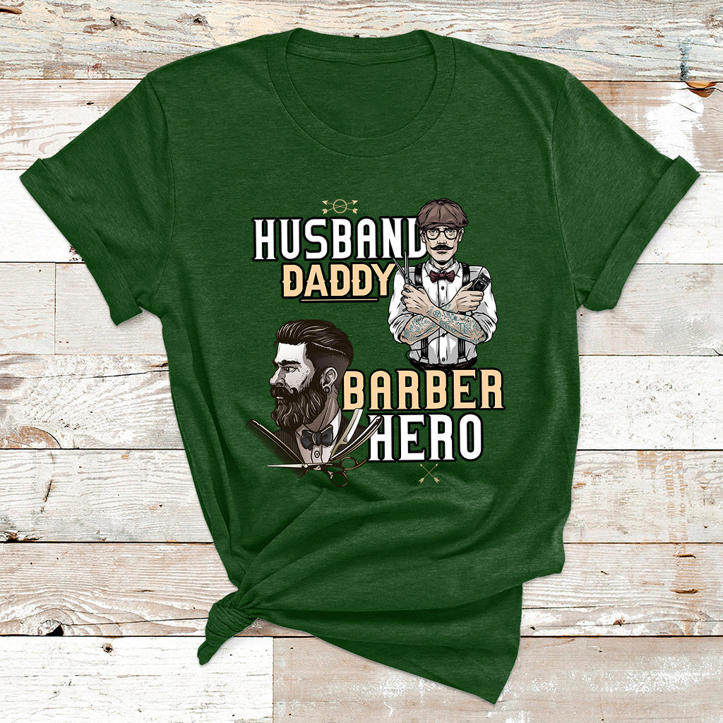 Husband Daddy Barber Hero T Shirt - Wonder Print Shop