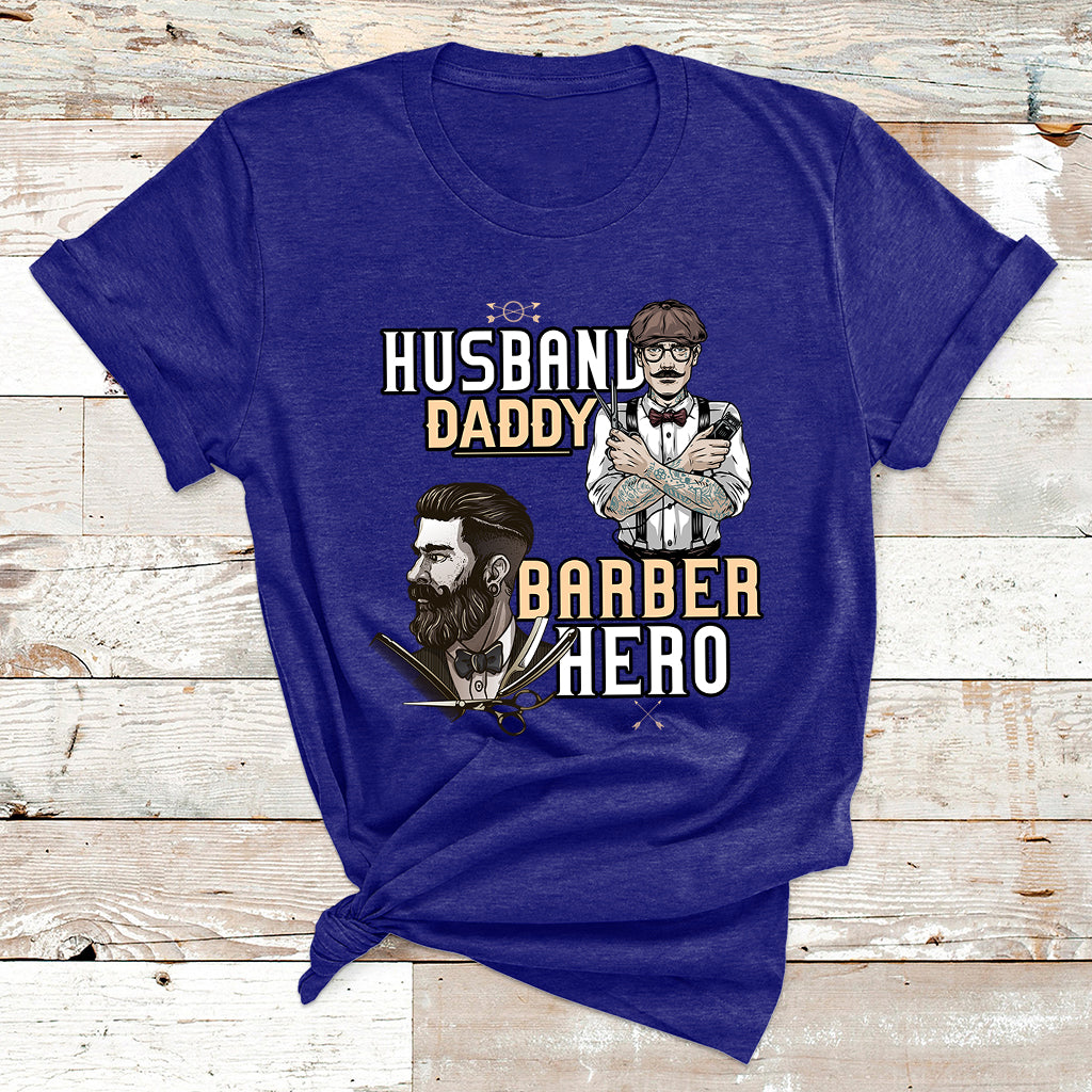 Husband Daddy Barber Hero T Shirt - Wonder Print Shop