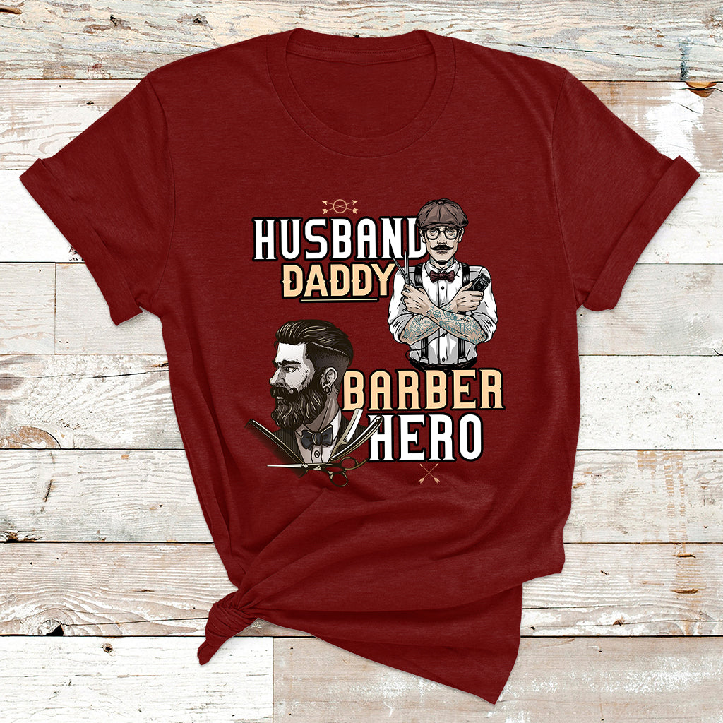 Husband Daddy Barber Hero T Shirt - Wonder Print Shop