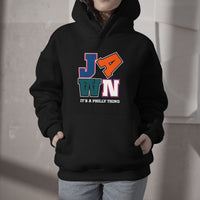 Black Philadelphia fan hoodie with front JA WN graphic and “IT’S A PHILLY THING” text