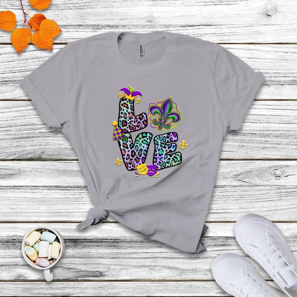 Love Mardi Gras Leopard Mardi Gras Costume Carnival Beads And Bling T Shirt - Wonder Print Shop