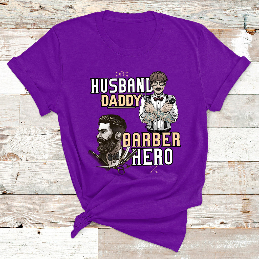 Husband Daddy Barber Hero T Shirt - Wonder Print Shop