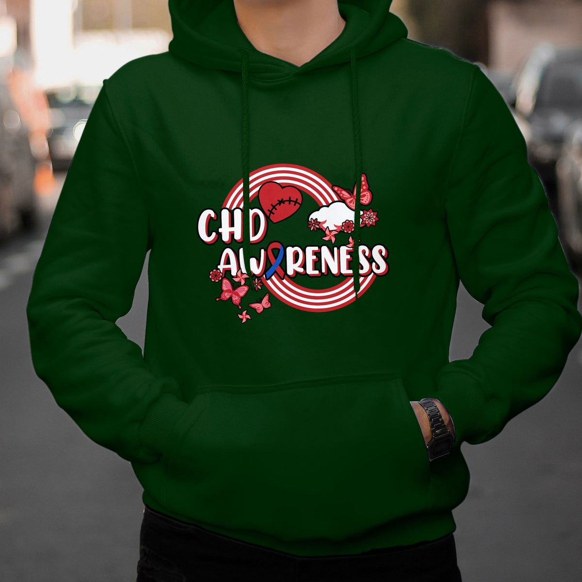 Rainbow CHD Congenital Heart Defect Awareness Heart Disease Hoodie - Wonder Print Shop