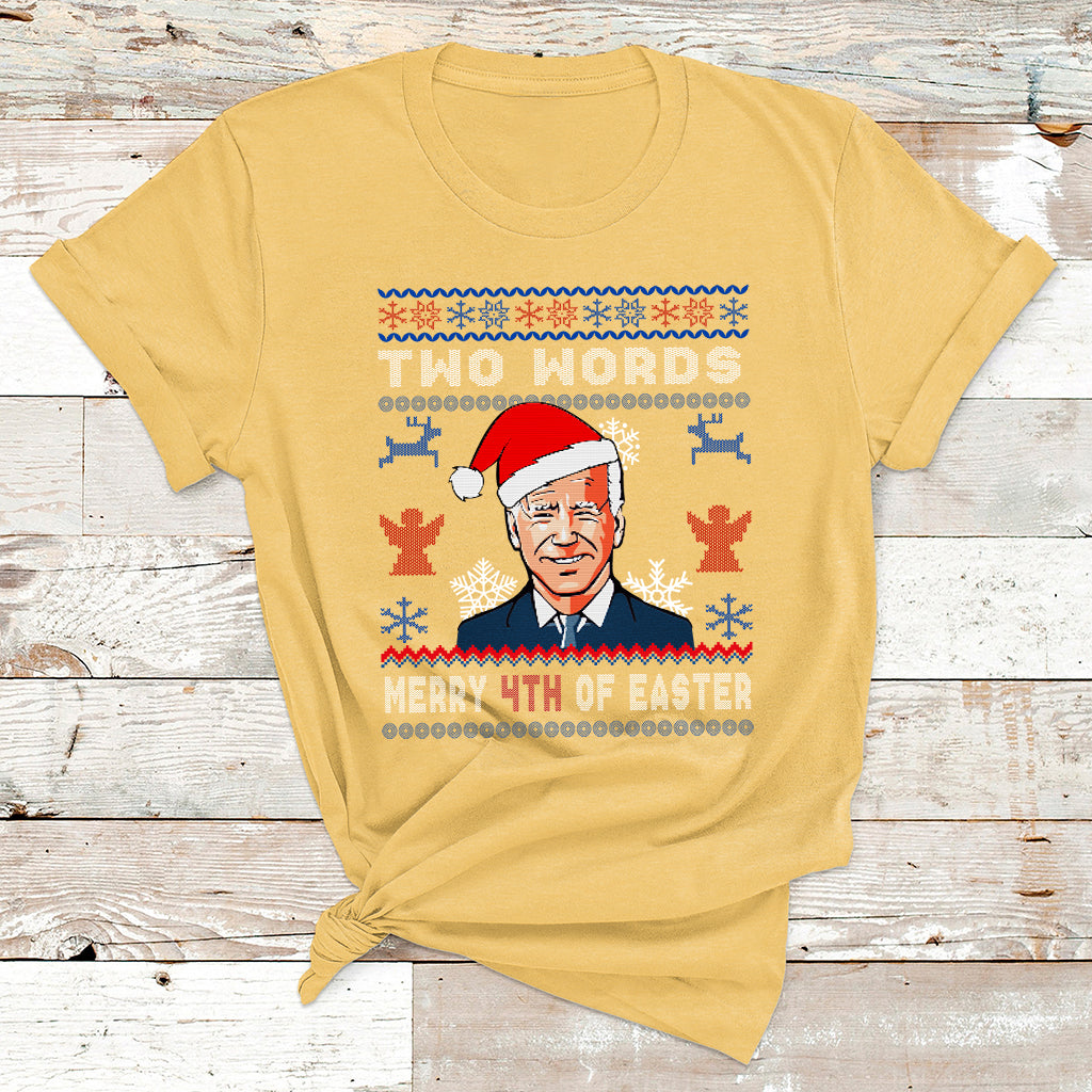 Santa Joe Biden Happy 4th Of Easter Ugly Christmas Sweater T Shirt - Wonder Print Shop