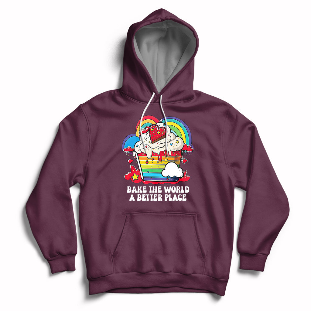 Bake The World A Better Place Funny Baking Pastry Pun Baker Hoodie - Wonder Print Shop