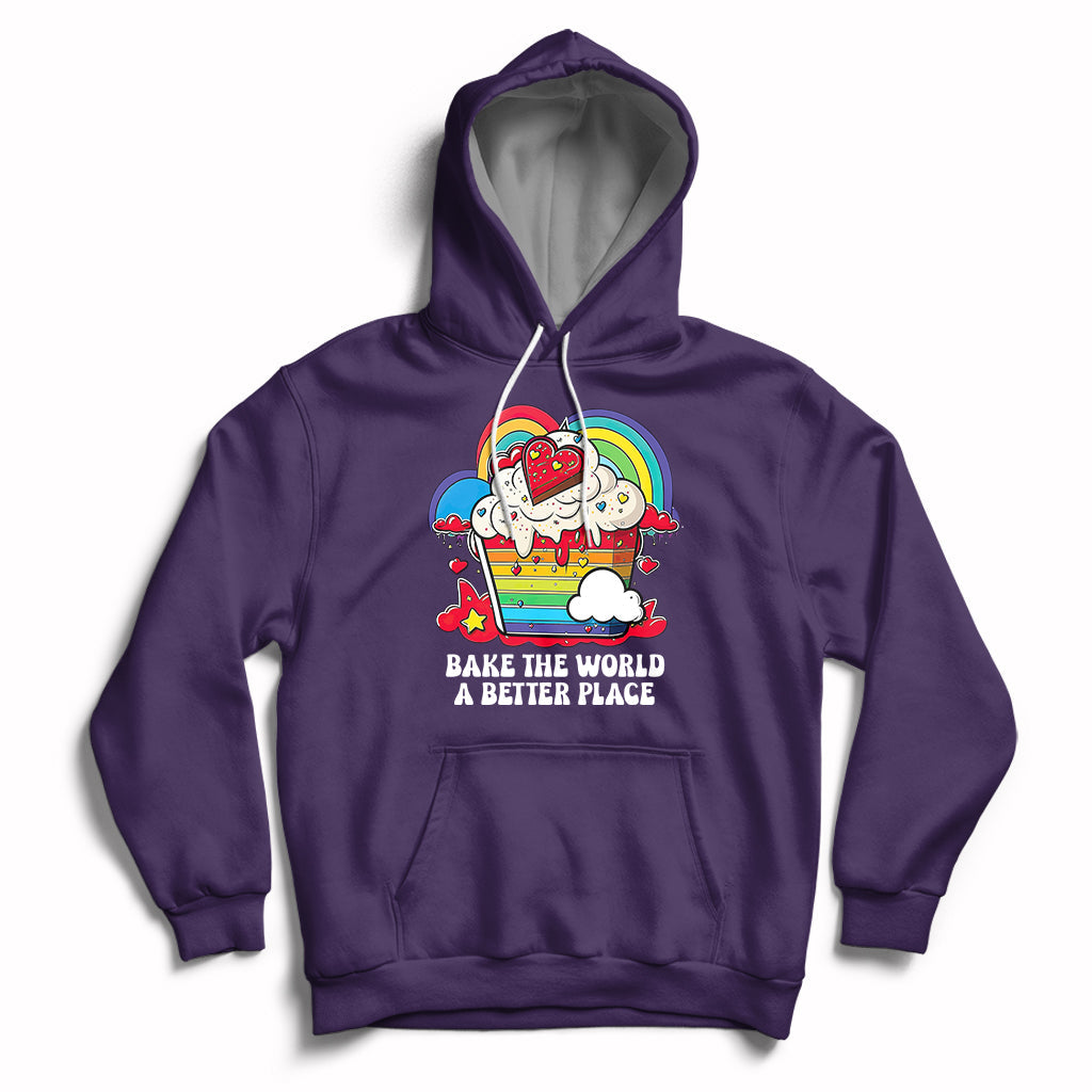 Bake The World A Better Place Funny Baking Pastry Pun Baker Hoodie - Wonder Print Shop