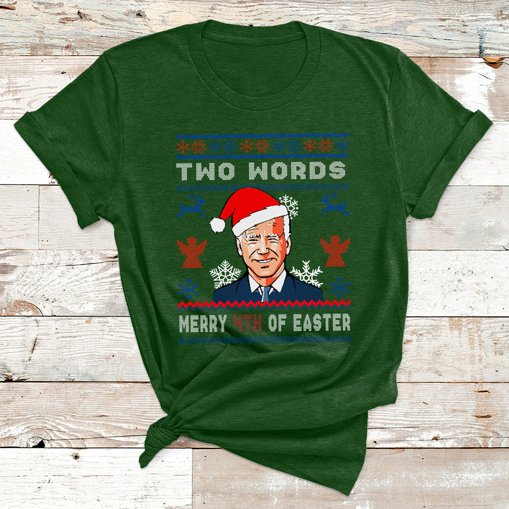 Santa Joe Biden Happy 4th Of Easter Ugly Christmas Sweater T Shirt - Wonder Print Shop