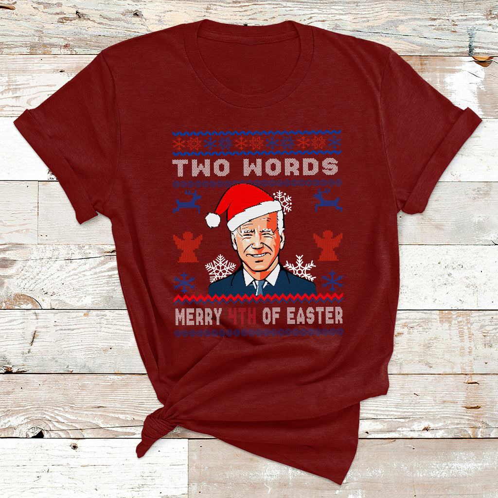Santa Joe Biden Happy 4th Of Easter Ugly Christmas Sweater T Shirt - Wonder Print Shop