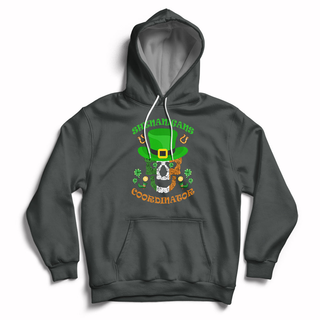 Shenanigans Coordinator St Patrick's Day Teacher Skull Hoodie - Wonder Print Shop