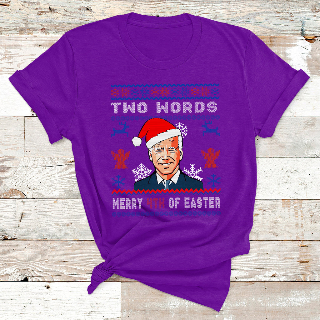 Santa Joe Biden Happy 4th Of Easter Ugly Christmas Sweater T Shirt - Wonder Print Shop