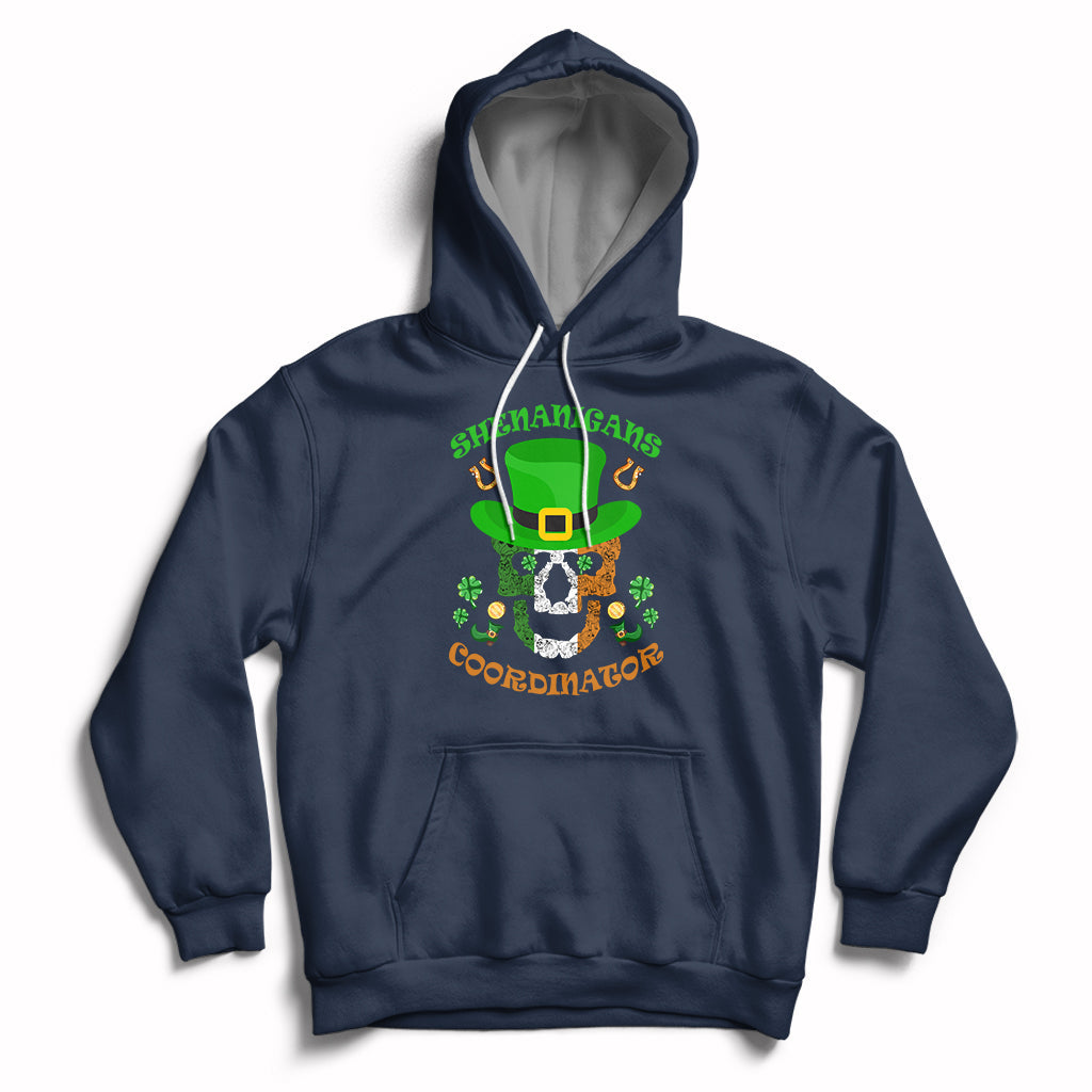 Shenanigans Coordinator St Patrick's Day Teacher Skull Hoodie - Wonder Print Shop