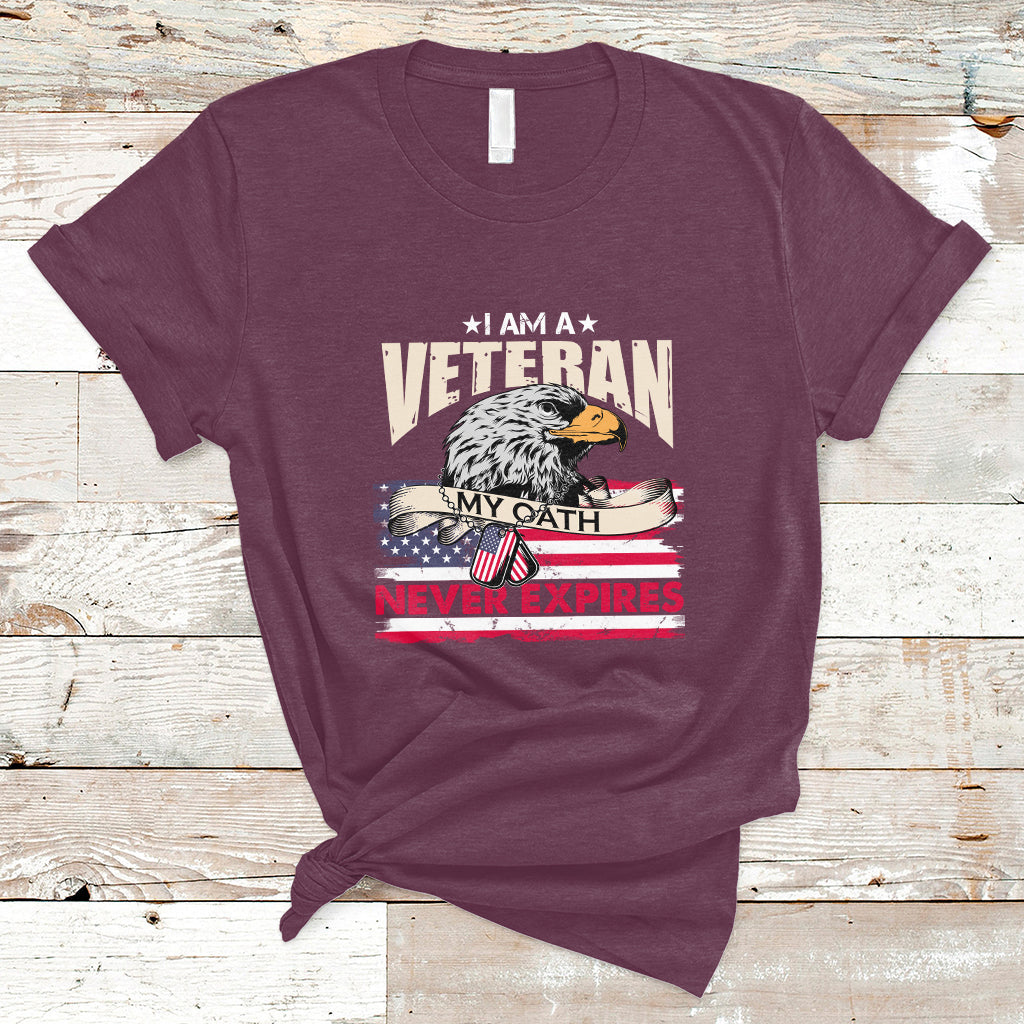 I Am A Veteran My Oath Never Expires Patriotic American Flag T-Shirt - Wonder Print Shop