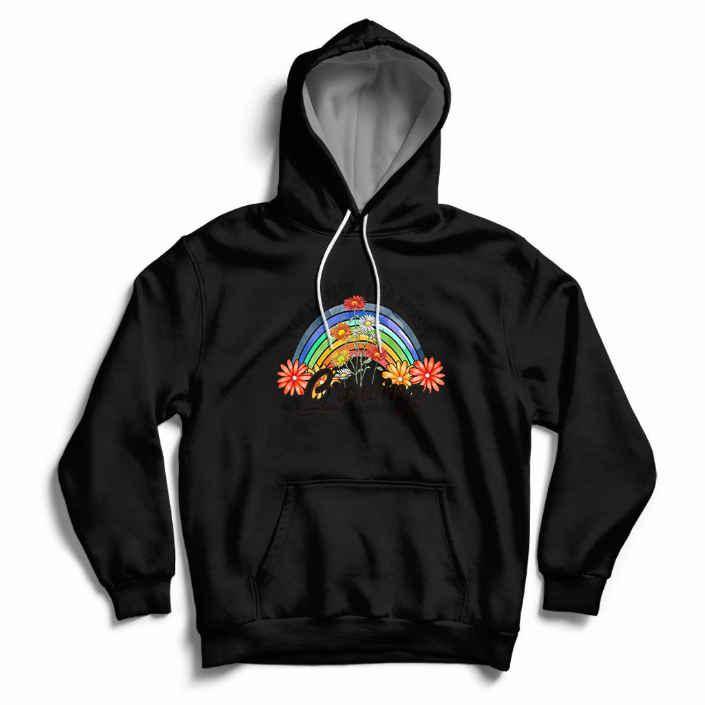 I Can't I'm Busy Growing A Human Pregnant Mom First Mother's Day Retro Rainbow Hoodie - Wonder Print Shop
