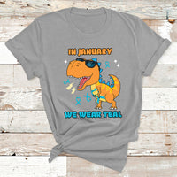 In January We Wear Teal Cervical Cancer Awareness T Shirt - Wonder Print Shop