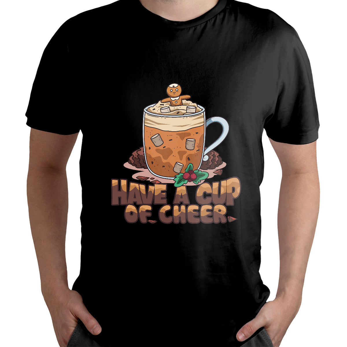 Retro Groovy Have A Cup Of Cheer Christmas Xmas Vibes, Christmas Drink T Shirt - Wonder Print Shop