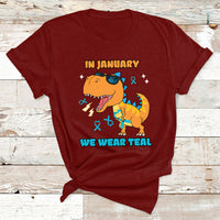 In January We Wear Teal Cervical Cancer Awareness T Shirt - Wonder Print Shop