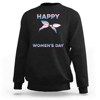 Black women's sweatshirt with 'HAPPY WOMEN'S DAY' graphic and hair bow