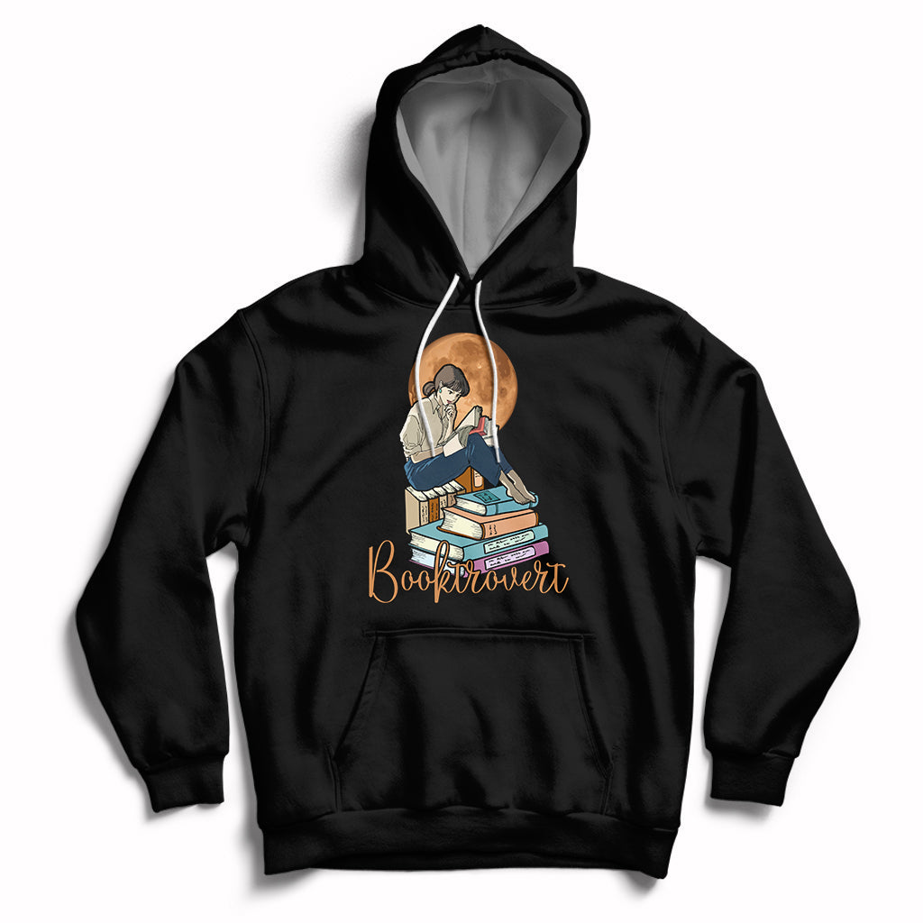 Booktrovert Definition Books Funny Book Lover Meaning Reader Reading Girl Womens Hoodie - Wonder Print Shop
