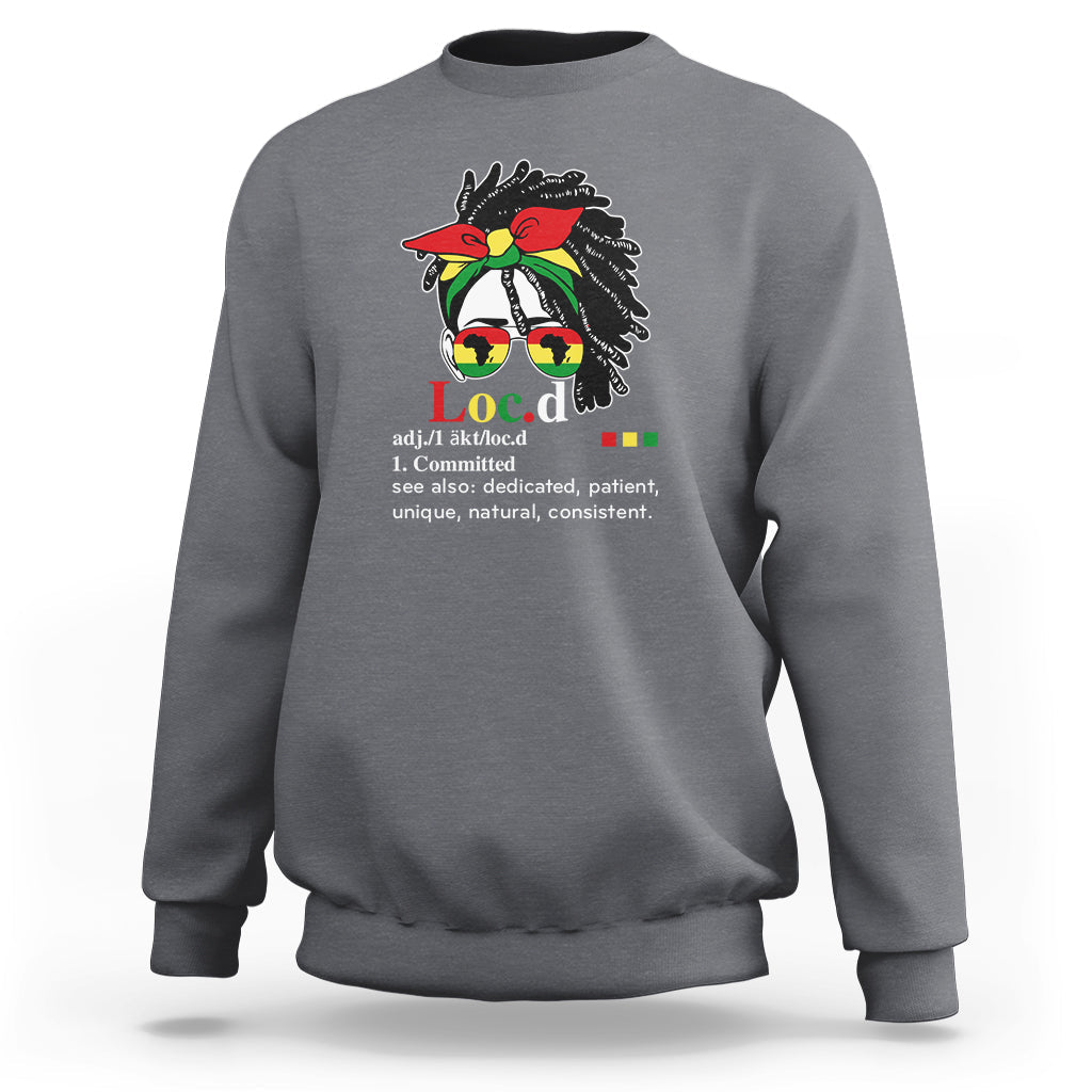 Charcoal gray crewneck sweatshirt with front illustrated graphic and slogan text