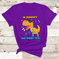 In January We Wear Teal Cervical Cancer Awareness T Shirt - Wonder Print Shop