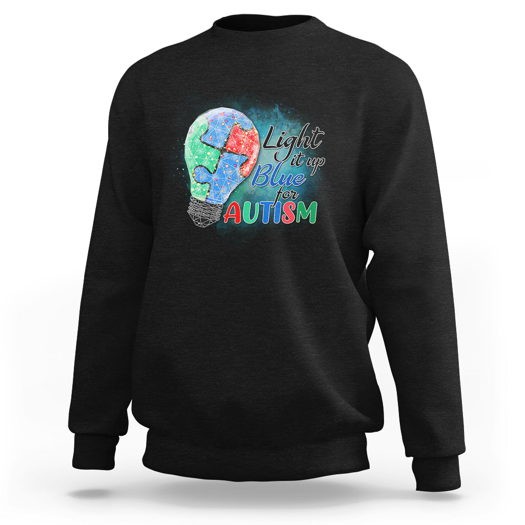 Light Up Blue Autism Awareness Autistic Include Support Sweatshirt - Wonder Print Shop