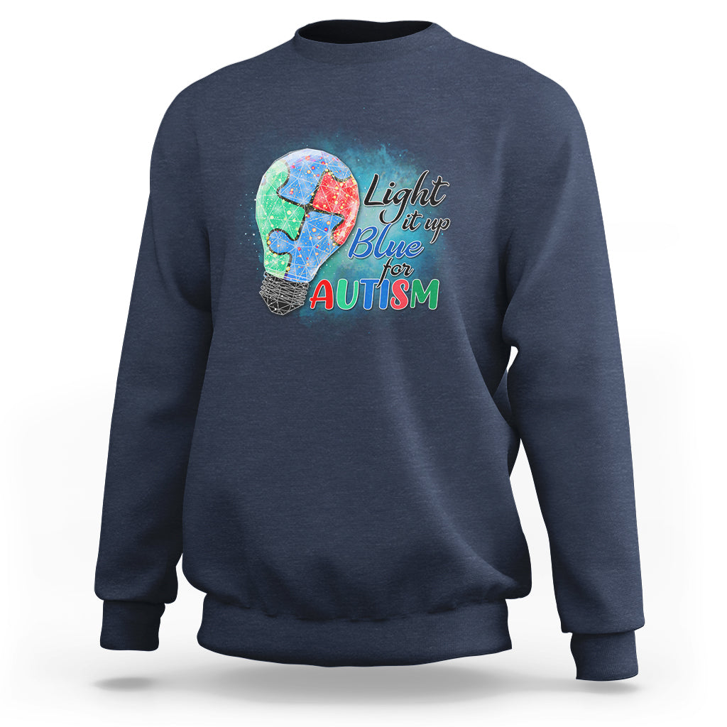 Light Up Blue Autism Awareness Autistic Include Support Sweatshirt - Wonder Print Shop