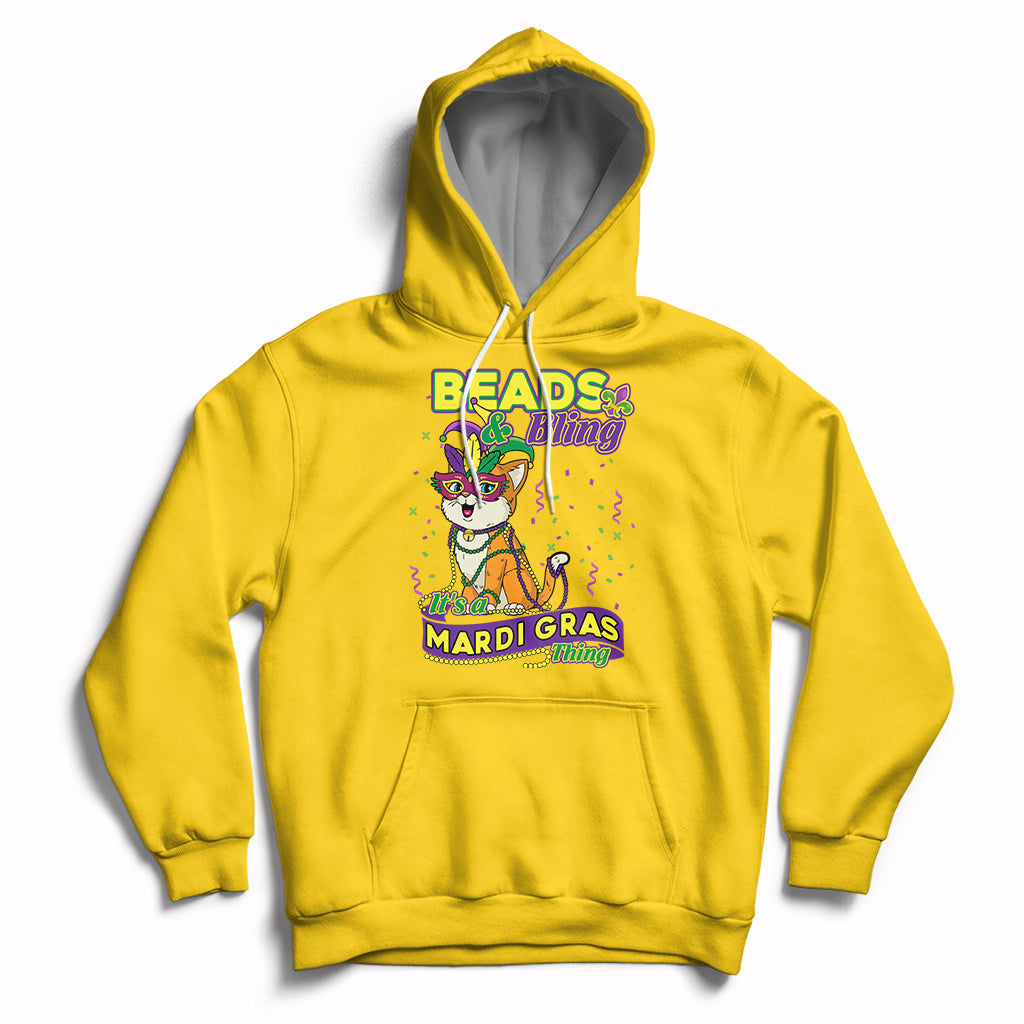 Beads And Blings It's A Mardi Gras Thing Cute Cat Costume Hoodie - Wonder Print Shop