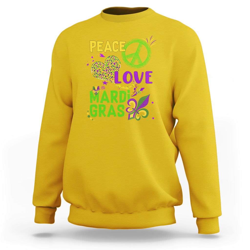 Peace Love Mardi Gras Parade Mardi Gras Costume Carnival Sweatshirt - Wonder Print Shop