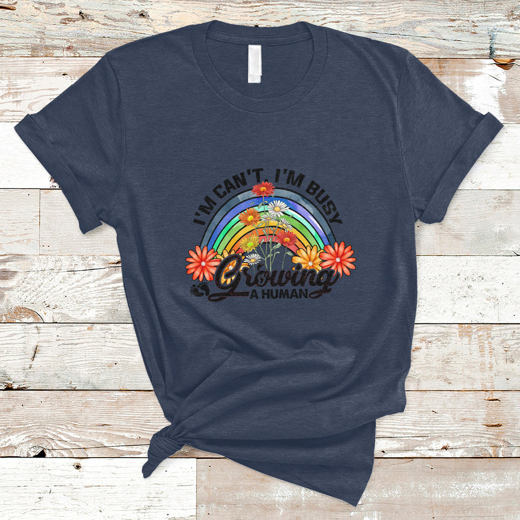 I Can't I'm Busy Growing A Human Pregnant Mom First Mother's Day Retro Rainbow T Shirt - Wonder Print Shop