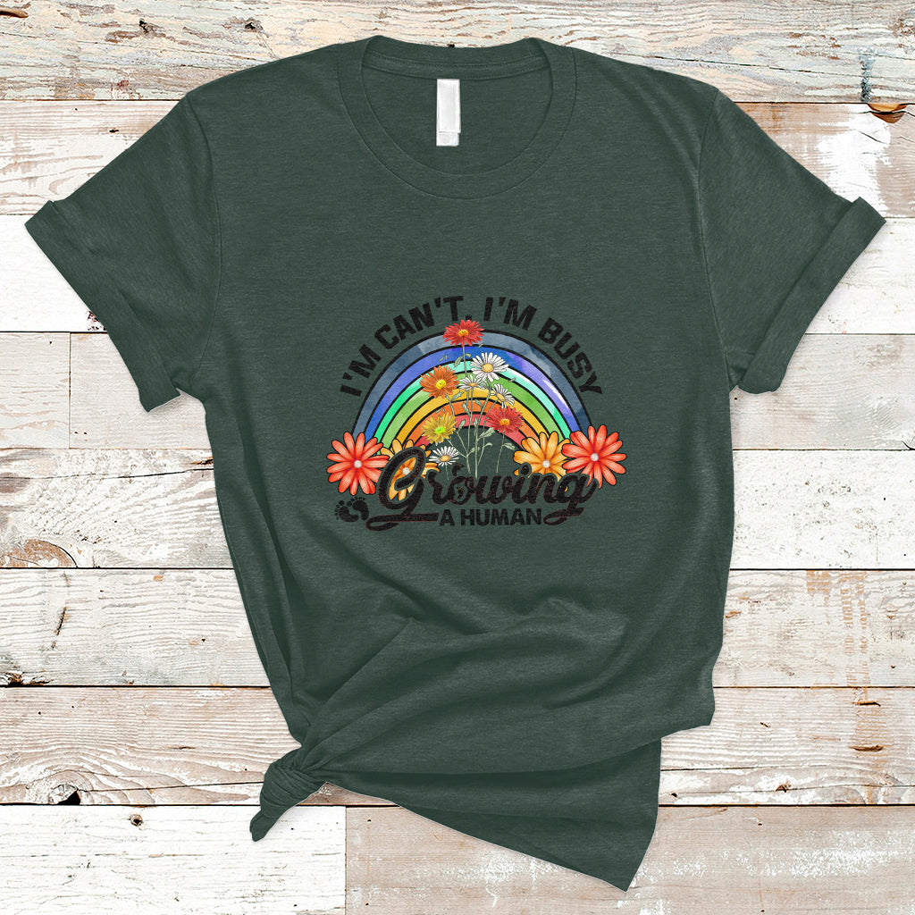 I Can't I'm Busy Growing A Human Pregnant Mom First Mother's Day Retro Rainbow T Shirt - Wonder Print Shop