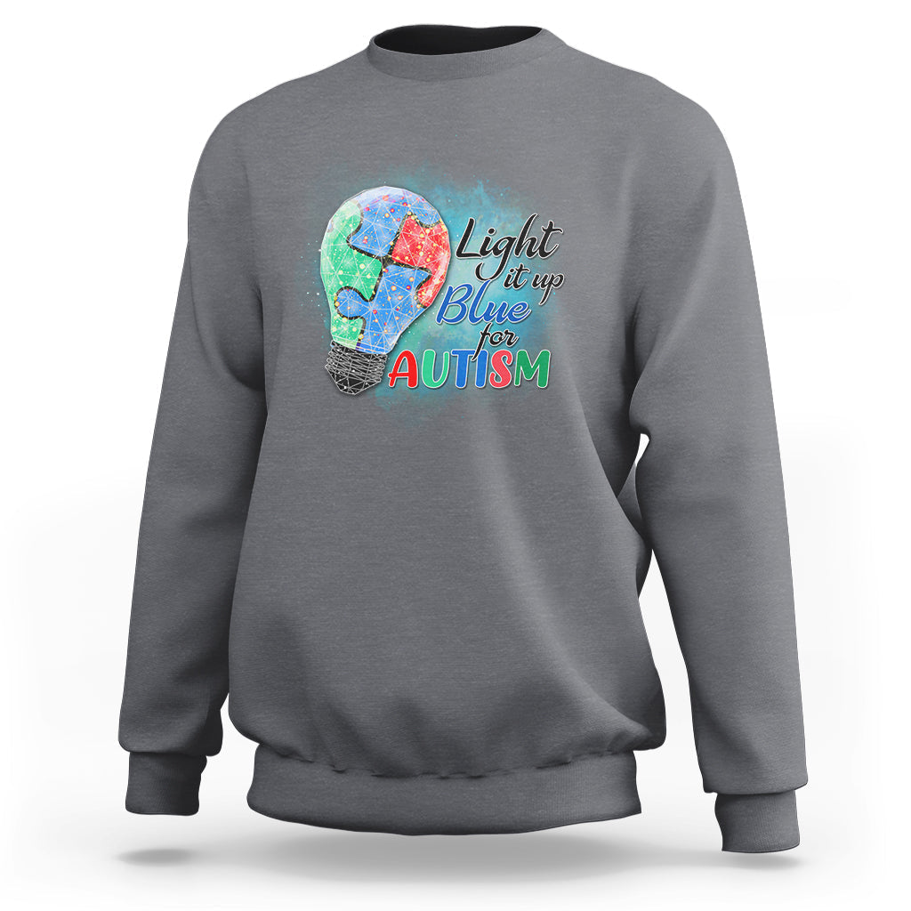 Light Up Blue Autism Awareness Autistic Include Support Sweatshirt - Wonder Print Shop