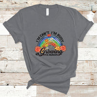 I Can't I'm Busy Growing A Human Pregnant Mom First Mother's Day Retro Rainbow T Shirt - Wonder Print Shop