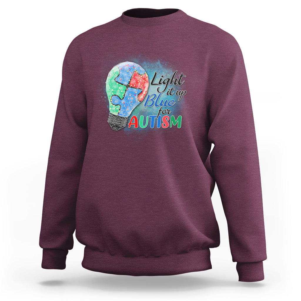 Light Up Blue Autism Awareness Autistic Include Support Sweatshirt - Wonder Print Shop