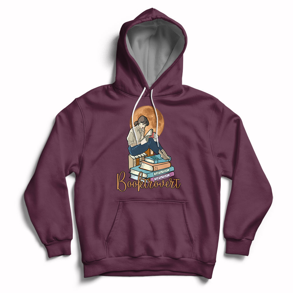 Booktrovert Definition Books Funny Book Lover Meaning Reader Reading Girl Womens Hoodie - Wonder Print Shop