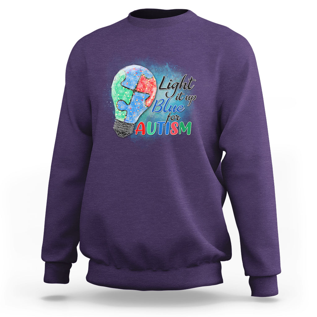 Light Up Blue Autism Awareness Autistic Include Support Sweatshirt - Wonder Print Shop