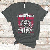 Never Underestimate An Old Man Who Has A DD214 Skull Soldier T-Shirt - Wonder Print Shop