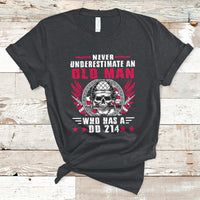 Never Underestimate An Old Man Who Has A DD214 Skull Soldier T-Shirt - Wonder Print Shop