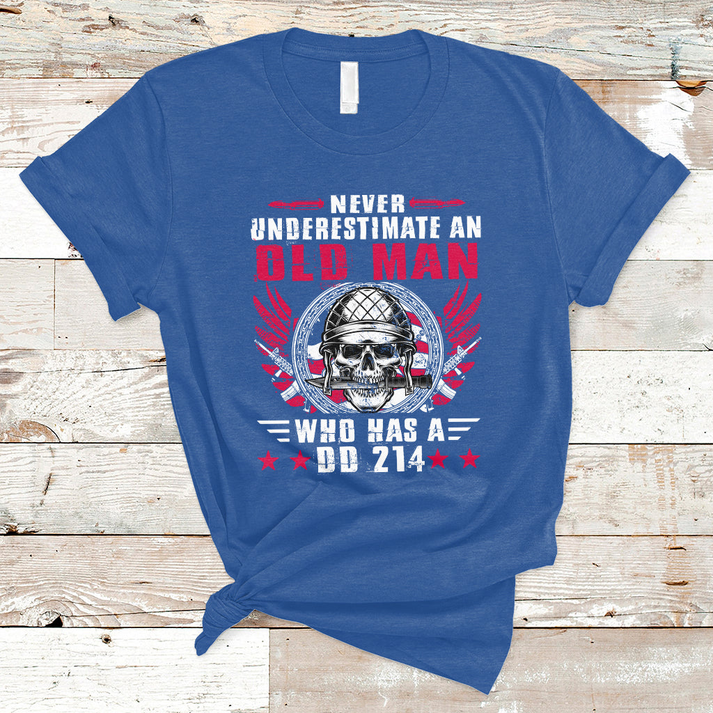 Never Underestimate An Old Man Who Has A DD214 Skull Soldier T-Shirt - Wonder Print Shop