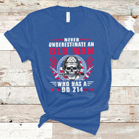 Never Underestimate An Old Man Who Has A DD214 Skull Soldier T-Shirt - Wonder Print Shop