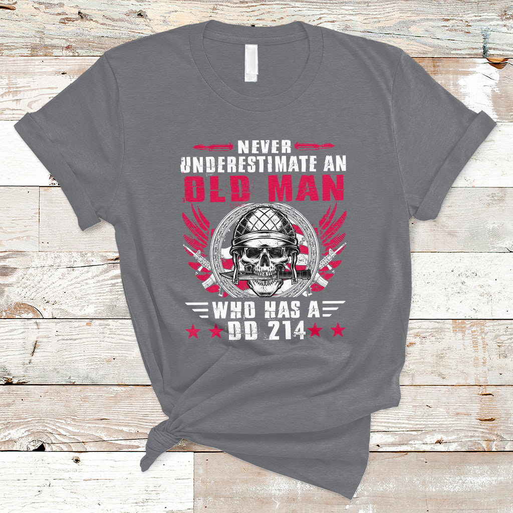 Never Underestimate An Old Man Who Has A DD214 Skull Soldier T-Shirt - Wonder Print Shop