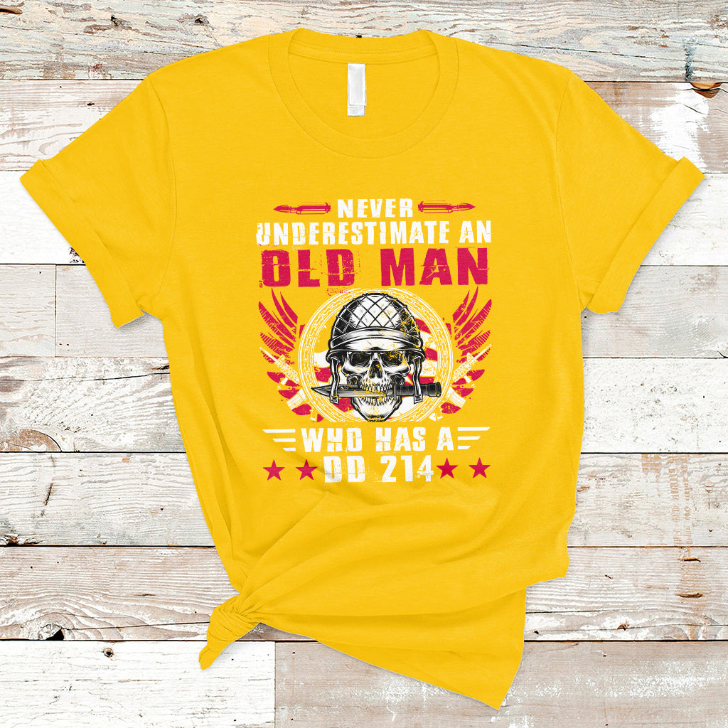 Never Underestimate An Old Man Who Has A DD214 Skull Soldier T-Shirt - Wonder Print Shop