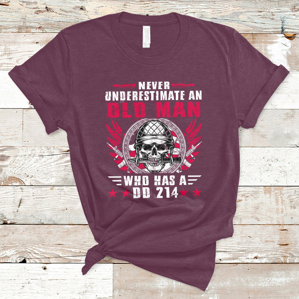 Never Underestimate An Old Man Who Has A DD214 Skull Soldier T-Shirt - Wonder Print Shop